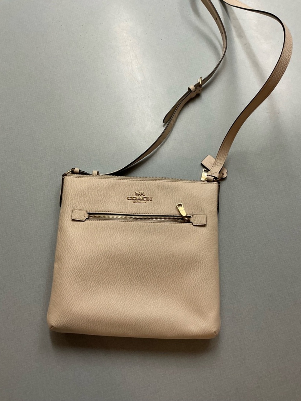 Coach Pebble Leather Crossbody Bag in Light Taupe